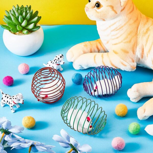 5 Pcs Cat Spring Balls Stretchable Cat Springs Toys Interactive Cat Toys Rolling Cat Balls Colorful Playful Coils Spring Action Toy